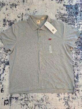 💥💥5 For $25💥💥 Levi's Men's Heather Gray Polo Shirt with Red Logo